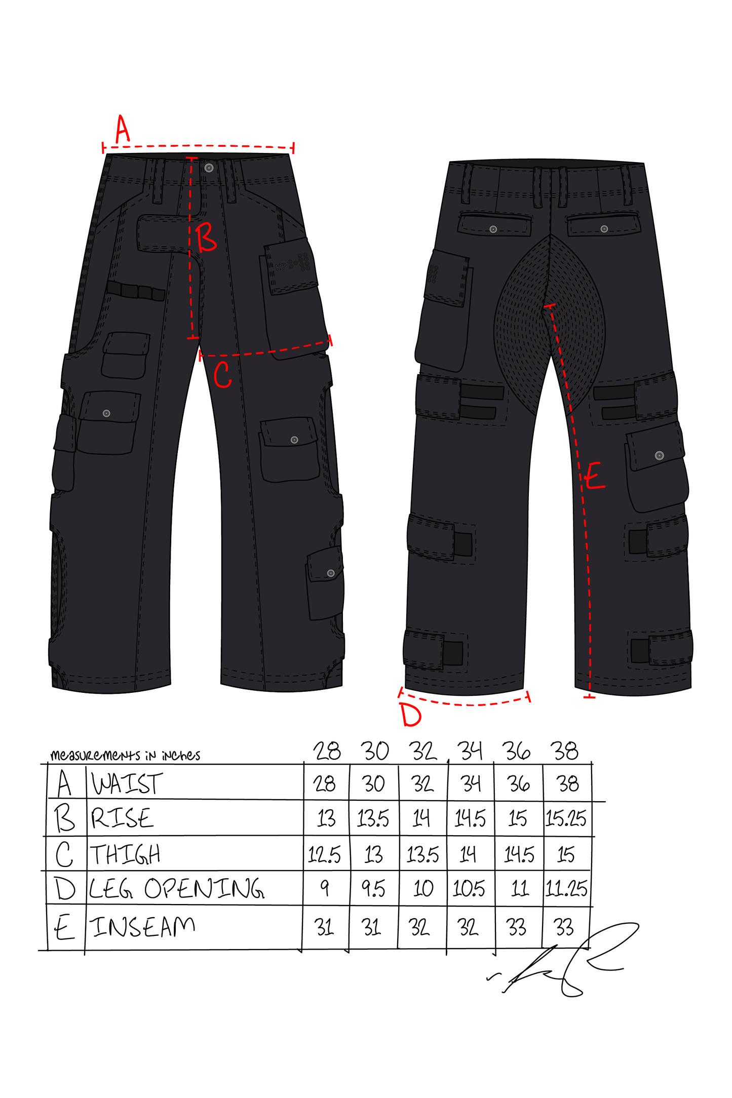 KP2144 CARGO PANTS- WAXED BLACK